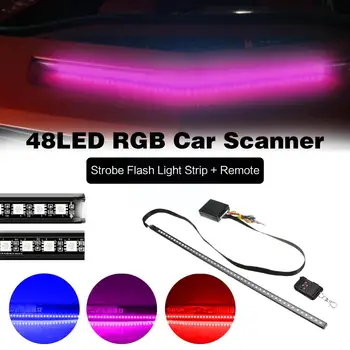 22inch 48LED RGB Carro Scanner de Knight Rider Strobe Flash de Luz de Tira flash Tira+Remoto ritmo rgb reconhecimento de luz M1E3