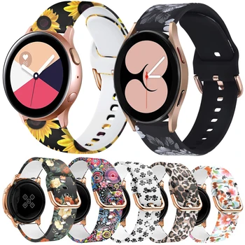 YAYUU Floral, Alça para Samsung Galaxy Watch 4 40mm 44mm/Watch 4 Classic/Galaxy Watch 3 41/Ativo 2 40mm, 20mm Bandas de silicone