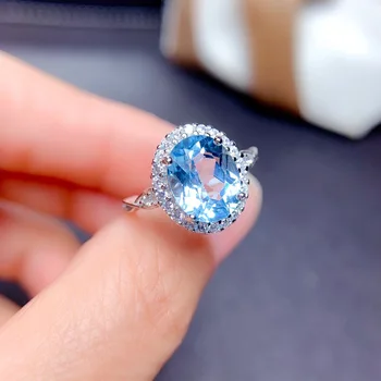 Moda Vintage Céu Azul Pedra Cor De Prata Anel De Mulheres De Casamento Zircão Anel Imitado Safiras De Luxo Anel De Finas Jóias De Presente