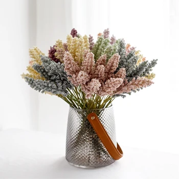 6 Pedaços de Flores Artificiais Grânulos de Espuma de Lavanda Casamento de Plantas ornamentais em Vasos para a Decoração Home Acessórios Falso Buquê