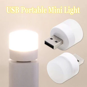 Plug USB Lâmpada Computador de Alimentação Móvel de Carregamento USB Pequeno Livro de Lâmpadas de LED de Proteção para os Olhos Luz de Leitura Redonda Pequena Luz a Luz da Noite