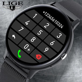 LIGE Bluetooth de Chamada de Resposta Inteligente Para Ver os Homens Smartwatch Full Touch de Discagem de Chamada de Fitness Tracker IP68 Impermeável 5G ROM Relógio Novo