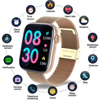 AI voz Smart Watch Homens Mulheres 1.8 polegadas Tela Grande Família Relógio Monitor de frequência Cardíaca smartwatch Senhoras Bluetooth Para IOS Android