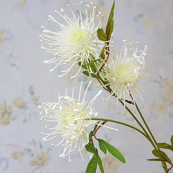 3Heads/ramo de Leucospermum Flores Artificiais para decoração de Casamento flores artificiales plástico falso flores fleur artificielle