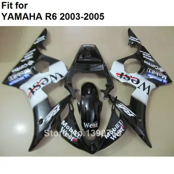 Venda quente carenagens para Yamaha YZF R6 2003 2004 2005 branco preto corpo de trabalho de peças carenagem kit YZFR6 03 04 05 BC31
