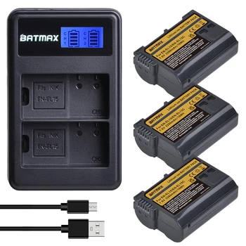 Batmax PT-EL15C PT EL15 Bateria+LCD USB Carregador Dual para Nikon Z5, Z6, Z6 II, Z7, Z7II D600 D610 D600E D800 D800E D810 D7000