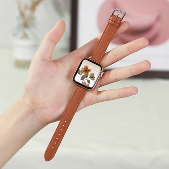 Mulher magra Bracelete de Couro para Apple Faixa de Relógio de 40mm 44mm Pulseira de Cinto de Esporte pulseira em Smartwatch 42mm 38mm Série 3 4 5 6 SE