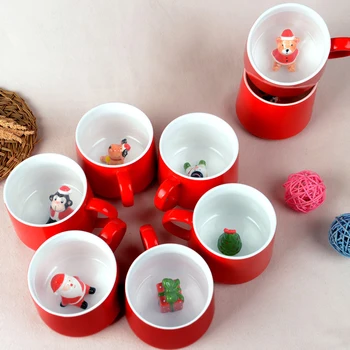 MANO Nova Natal taça de Cerâmica, Canecas de Café 3D Papai Noel Criativo dos desenhos animados de Leite de pequeno-Almoço Copa do Presente de Natal com a tampa do Copo