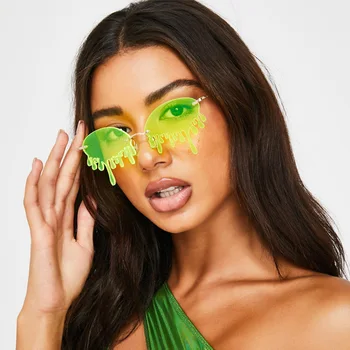 2020 Óculos de sol das Mulheres da Moda sem aro para a Nova safra Lágrimas Forma Óculos de sol Feminino Gafas Tons UV400 Oculos Feminino