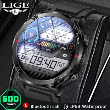 LIGE 2023 Homens Smart Watch 1.6 Polegadas Full Touch de Fitness Tracker de Chamada Bluetooth Smart Relógio 600mA Bateria Impermeável Smartwatch Homens