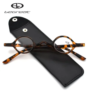BEGREAT Rodada Óculos de Leitura Homens Mulheres da Moda Mini Leitura Óculos Gental de Óculos de grau com Case