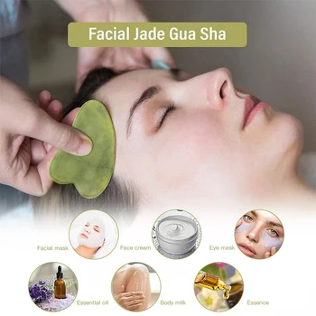 Natural Jade Rosto Massager Gua Sha Raspador Para Placa Facial Guasha Meridiano O Relaxamento Muscular, A Pele De Levantamento Da Cara Fina Guache Raspador