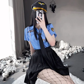 Mulheres de Lingerie Sexy Policewomen Cosplay Uniforme Roleplay Erótico de Fantasia Vestido de Roupas Role-playing Games Roupa Traje Adulto
