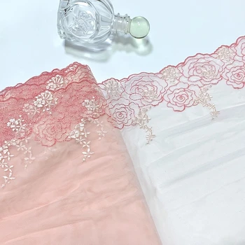 30Yds Moda Bordado Lace Trim DIY Sutiã Acessórios cor-de-Rosa Púrpura do Laço de Fita de Tecidos para Roupas de Costura, Artesanato