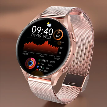 2022 Moda Inteligente Senhoras Relógio de frequência Cardíaca Pressão Arterial Assistir Homens Mulher chamada Bluetooth Impermeável Smartwatch para android ios