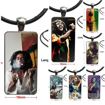 A Lenda De Bob Marley Para O Casamento Cabochão De Vidro Jóia De Aço De Cor Com Longa Pingente Gargantilha Colar O Retângulo