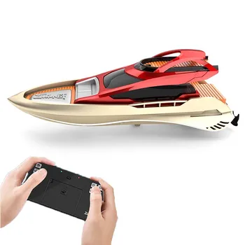 Mini RC Barco de Rádio de controle Remoto de Alta Velocidade do Navio-com Luzes de LED 5km/h Palma Barco de Água durante o Verão de Brinquedo Piscina Brinquedos Modelos Presentes Menino