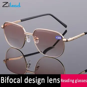 Zilead Óculos de Leitura Mulheres Homens Longe E de Perto Bifocal com Presbiopia Óculos Duplo de Metal leve Hipermetropia Óculos+1.5 2.0 2.5 3.0