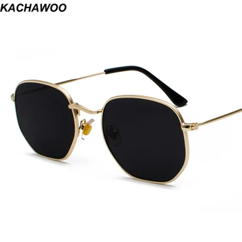Kachawoo vintage óculos de sol de ouro homens praça de armação de metal prata marrom preto pequeno óculos de sol feminino estilo de verão unisex