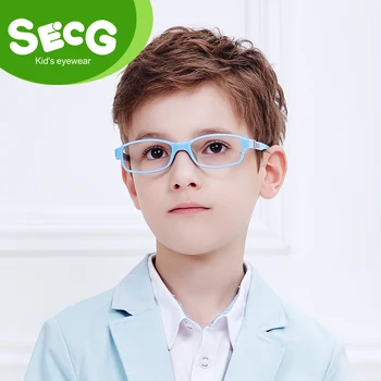 SECG Nenhum Parafuso Óptica Miopia Óculos de Crianças Moldura Clara Transparente, Óculos de Ultraleve Macio Crianças Armação de Óculos Destacável