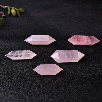 Natural Quartzo Rosa Cristal Hexagonal de Dupla Terminou Pontos Torre Polido Reiki Cura de Pedra DIY Minério Mineral Presente da Jóia