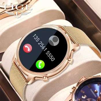 LIGE Chamada Bluetooth Smart Watch Senhoras Ciclo Fisiológico do Monitor de Ritmo Cardíaco Personalizado Cara de Relógio Smartwatch Para a Mulher Casal de Presente