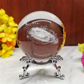 6CM de Diâmetro Globo Galaxy Miniaturas Bola de Cristal 3D Gravados a Laser de Vidro de Quartzo Bola Esfera Casa decorações Presentes