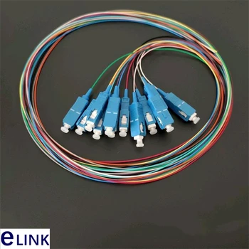 12 colorido SC pigtail de 1 milhão de 1,2 M a 1,5 mtr SM 9/125um 0,9 mm do cabo de fibra óptica ftth Uma classe virola de qualidade superior fonte da fábrica ELINK