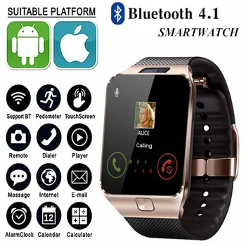 DZ09 Smart Watch IP67 Bluetooth Música Smartwatch Câmera Com o Cartão SIM Chamada de Smart Watch Homens Mulheres Reloj Inteligente Para Android