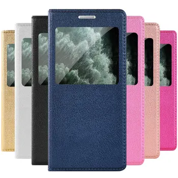 Slim Tpu Couro Flip Cover Para Samsung Galaxy Note De 5 Com Pequena Janela Transparente Glaxay Note5 Notas de 5 anos de Cinco Casos