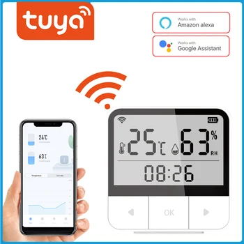 Tuya Smart wi-FI Sensor de Temperatura E Umidade Interior do Higrómetro do Termômetro Com Display LCD de Apoio Alexa Google Assistente