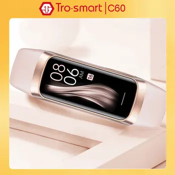 AMOLED Inteligente Relógio Mulheres Homens Temperatura Smartwatch Eletrônica Inteligente Relógio Para Android IOS Fitness Tracker Smart-assistir C60