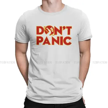 Não entre em Pânico Gola Redonda TShirt O Guia do Mochileiro da Galáxia Puro Algodão Camiseta Básica do Homem de Roupa Novo Design