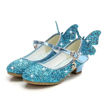 Nova Marca de Meninas de Salto Alto Sapatos de Princesa Desempenho dos Filhos Bowknot Cristal Sapatos de Couro Doce Miúdos Bonitos Moda Mocassins