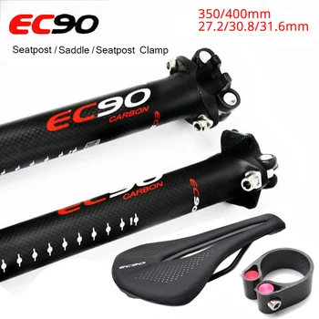 EC90 MTB Carbono espigão 3K 350/400mm 27.2/30.8/31.6 mm Espigão Ultraleve Moto selim de Carbono aperto do Selim de bicicleta Accessorie