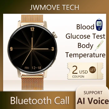 JWMOVE 2022 Novo Smart Watch Homens Mulher Android Relógio de Fitness Tracker Smartwatch AI Voz Bluetooth Chamada de Glicose no Sangue Sport+de 50