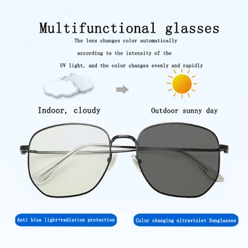 2020 Novas RMM polígono Anti luz azul Descoloridos Óculos de sol de metal óculos para homens mulheres multi-função Fotossensíveis óculos