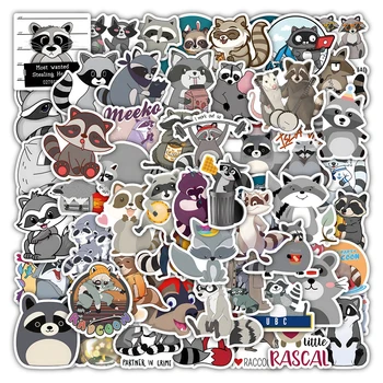 10/30/50PCS Bonito Raccoon Adesivos Crianças Brinquedo Graffiti Decalques DIY Portátil de Telefone, Frigorífico Noteook Cartoon Kawaii Animais Adesivo de Presentes