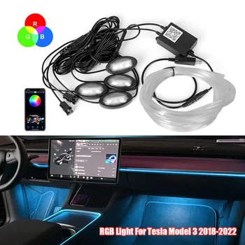Interior do carro RGB Luzes LED Bluetooth Tiras Footlight Dashboard do Console Decorativos Ambiente Lâmpadas Para Audi BMW Tesla Model 3 Y