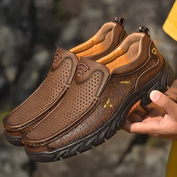 Sapatos de homem de 2021 nova de verão, sapatos casuais tendência de sapatos de homem de negócios de calçados masculinos buraco respirável sapatos de condução sapatos