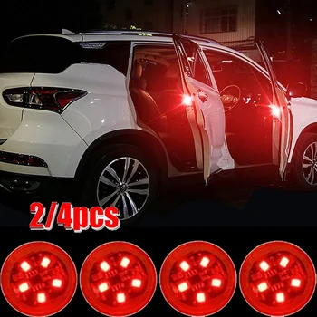4/2 Pcs LED Luzes Carro Porta de Abertura para o Aviso de Segurança Anti-colisão Mini Alarme sem Fio da Lâmpada Auto Strobe Luz de Estacionamento Vermelho Lâmpadas