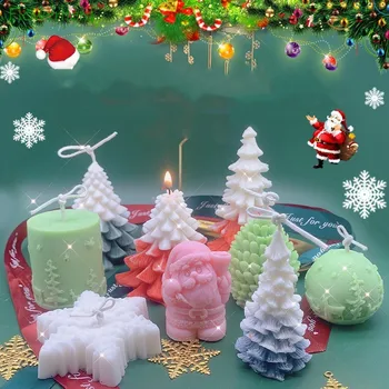Natal Molde de Silicone, Papai Noel, Árvore de Natal Cedro pinha Molde DIY Perfumado Vela Moldes para Vela de Fazer Moldes de Resina