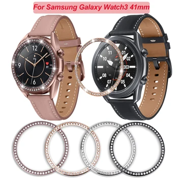 Nova Moldura do Diamante Metal Estilo Para Samsung Galaxy Watch3 41mm Anel Adesivo Protetor de Capa Galaxy watch 3 41 Anti-risco