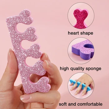 8Pcs/Pack Nail Art Esponja Dedo Separador de Dedos Separador de Esponja Com Glitter em Pó Profissional de Unhas de Ferramentas de Manicure Pedicure