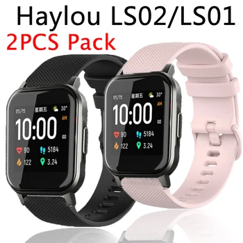 2PCS bandas de Silicone para Haylou LS02 Pulseira Smart Watch Substituição Banda Pulseira ls01 Pulseira de Cinto Correa Acessórios
