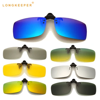 LongKeeper Clipe De Óculos De Sol Polarizados Homens Mulheres Amarelo Visão Noturna De Óculos De Sol Anti-Reflexo Driver Óculos Ao Ar Livre De Óculos De Proteção