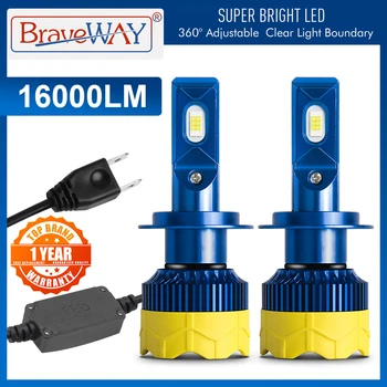 BraveWay CANBUS LED H7 LED H4 Auto Carro de Farol de Lâmpadas H1, H11 HB3 16000LM 80W 6000K Lâmpadas de 12V Automotivo Kit de Farol de Moto