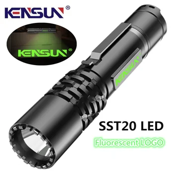 Novo SST20 LED Mini Lanterna Fluorescente LOGOTIPO da Luz Forte Tipo-C Recarregável, Impermeável Ultra-brilhante de Longo alcance
