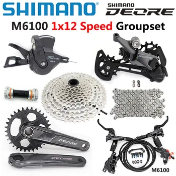 SHIMANO DEORE M6100 Grupo MTB Mountain Bike Grupo 1x12-Velocidade de 30T 32T 170 175 mm 10-51T Desviador Traseiro Alavanca de FREIO