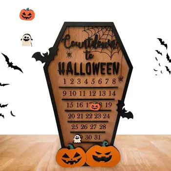 Halloween Calendário do Advento de Madeira DIY Ornamento Calendário do Advento de Halloween Calendário Números Assustadora Festa de Halloween Decoração Adereços